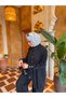 Velvet Pants and Blouse Modest Two-Piece Set, Black - 4