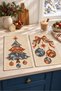 Marble Print Christmas Ebru New Year's Tree Pattern Digital Print 2-Piece Kitchen Towel Set, 35x55 cm - 7