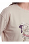 LCW EVERYDAY Beige Scuba Fabric Printed Oversized Women's Sweatshirt Tunic—The ALITA CITY Difference - 3