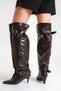 ZRNE-C18 Lux Coffee-Brown Patent Leather 6.5 cm Stiletto Heel Boots - 3