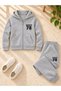 Armikids Unisex Printed Zip Detail Hooded Jacket and Jogger Pants