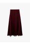 Women's Regular-Fit Flared Satin Midi Skirt, Burgundy - 2