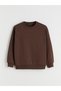 TWO MT SHOP QUALITY LCW EVERYDAY Brown Stone-Embellished Oversized Women's Thick Sweatshirt - 5