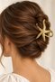 Large Gold-Yellow Textured Starfish Buckled Hair Clip (10 cm)