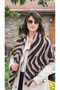Brown Cotton Shawl with a Zebra Pattern