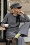 Women's Anthracite-Colored Sweater with a Collar Detail and Ribbon, Soft-Textured Design - 3