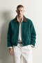Velvet-Collar, Lined, Zippered Plush-Lined Coat