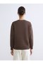 TWO MT SHOP QUALITY LCW EVERYDAY Brown Stone-Embellished Oversized Women's Thick Sweatshirt - 4