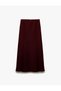 Women's Regular-Fit Flared Satin Midi Skirt, Burgundy