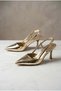 Wiev Women's Heeled Shoes with Stiletto Heels and Side Straps in Gold - 4