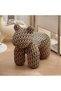 Bear Shaped Ottoman Stool, Plush Padded Animal Footrest Seat with Printed Fabric for Living Room - 2