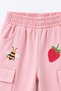 Girls' Cotton Fruit and Animal Print Pink Hooded Sweatsuit - 3