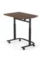 Adjustable Laptop Table 60 x 40 cm with Wooden Top, Height 70-80 cm, C-Shaped Base, 4 Wheels