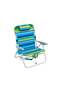 Folding Beach Chair with 5 Recline Positions, Blue Striped Aluminium Frame, Headrest and Cup Holder - 4