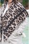Beige Cotton Shawl with Leopard Pattern - 2