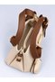 Women's Mini Clutch Bag and Shoulder Bag with Charm Details, Adjustable Long Strap, Stylish Everyday Faux Leather Cream/Tan Bag - 5