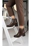 Women's Genuine Leather Short-Heeled Zip-Up Combat Boots - 5