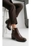 Women's Genuine Leather Short-Heeled Zip-Up Combat Boots - 3