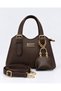 Women's Mini Hand and Shoulder Bag with Charm Details, Adjustable Long Strap, Stylish Everyday Faux Leather Brown Bag - 4
