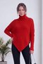 Women's Relaxed Fit Asymmetrical-Cut Sweater with a Turtleneck—Red, Brown, Gray, Burgundy, White, Beige, Anthracite - 3
