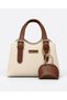 Women's Mini Clutch Bag and Shoulder Bag with Charm Details, Adjustable Long Strap, Stylish Everyday Faux Leather Cream/Tan Bag