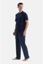 Men's Navy Blue Short Sleeve Pajama Suit - 4