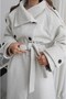 Ecru Eva-belted Premium Wool Melton Coat - 8