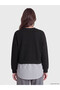 Two Mt Shop Quality Lcw Modest Black Interlock Striped Loose & Baggy Women's Sweatshirt Tunic - 4