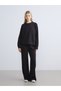 TWO MT SHOP QUALITY XSIDE Black Oval-Neck Oversized Women's Sweatshirt - 3