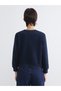 TWO MT SHOP QUALITY Natuvera Navy Blue Oval-Neck Embellished Women's Sweatshirt - 4