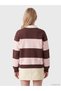 TWO MT SHOP QUALITY XSIDE Brown Embroidered Oversized Women's Polo-Collar Sweatshirt - 5