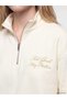 TWO MT SHOP QUALITY XSIDE Beige Embroidered Oversized Women's Thick Sweatshirt - 3