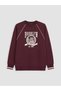 Two Mt Shop Quality Lcw Modest Mürdüm 3 Thread Printed Oversize Women's Sweatshirt Tunic - 5