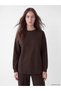 TWO MT SHOP QUALITY LCW Modest Brown Interlock Solid Comfort & Relax Women's Sweatshirt Tunic