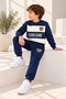 Boys' Bear-Embroidered 3-Thread Brushed Inside 3-10 Years Old 2-Piece Set - 2