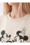 TWO MT SHOP QUALITY XSIDE Beige Mickey Mouse Printed Soft Touch Women's Sweatshirt - 3