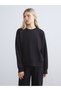 TWO MT SHOP QUALITY XSIDE Black Oval-Neck Oversized Women's Sweatshirt - 2