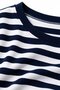 Women's Navy Blue and White Striped Plus-Size Crew Neck Drop-Shoulder Oversized Blouse HZL26S-ZSS0504 - 5