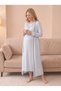 Piped Long-Sleeved Nightgown and Robe Set for Pregnant and New Mothers - 3