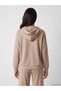 TWO MT SHOP QUALITY LCW EVERYDAY Brown Scuba Fabric Rhinestone Oversized Women's Zipper Sweatshirt - 4
