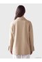 Two Mt Shop Quality Lcw Modest Beige Interlock Plain Oversize Women's Sweatshirt Tunic - 4