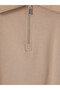 Two Mt Shop Quality Lcw Modest Beige Interlock Plain Oversize Women's Sweatshirt Tunic - 6
