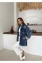 Women's Denim Jacket with Beaded Embroidery on the Front and Back Sleeves - 5