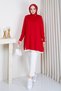 Women's Skirt with Tulle Detail and Pearl-Embellished Mercerized Knit Tunic - 4