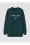 Two Mt Shop Quality Lcw Modest Green 3 Thread Raster Printed Comfortable & Relaxing Women's Sweatshirt Tunic - 5