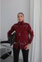 Burgundy Droplet-Checkered Knit Cardigan - 5