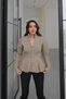 Beige Mock Neck Peplum Cardigan