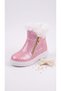 GIRLS' PINK ZIP-UP BOOTS WITH FUR DETAILS, Non-Slip Soles, and a Sparkly, Stylish Design