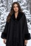 Women's Knitwear: Luxe Black Fur-Trimmed Wide-Sleeved Poncho - 4