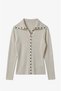 Cream-Colored Steel-Knit Cardigan with Buttons - 7
